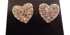 CRYSTAL HEART EARRINGS ASSORTED COLORS RHINESTONE HEART HALF INCH SIZE