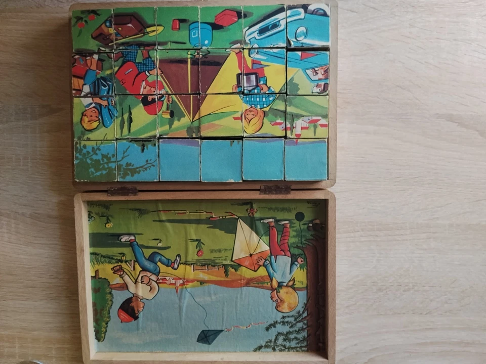 Ancien puzzle cubes en bois signé faure - Photo 2/4