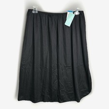 NWT Vanity Fair 360 Half Slip Size 3XL 28" Length Black Nylon Lace w Side Slit