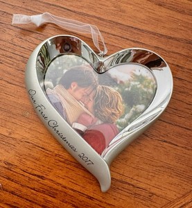 2017 Hallmark Keepsake Our First Christmas Heart Frame Photo Holder Ornament
