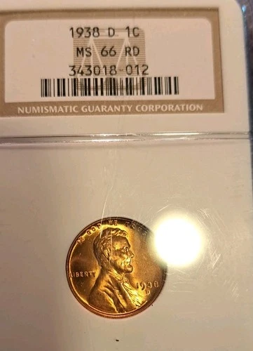 1938 D Lincoln Cent NGC MS66 RD
