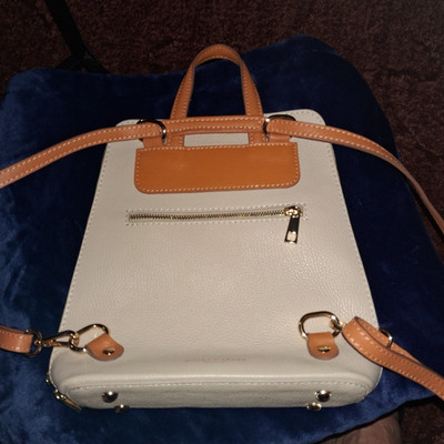 Divina Firenze Italy Leather Purse Backpack Crossbody Kitty Capp. & Honey 11''