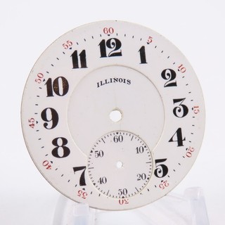 Illinois 16 Size Double Sunk Railroad Enamel Pocket Watch Dial
