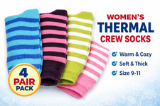 4-Pair Women s Thermal Crew Socks Warm Winter Poly Cotton Blend Size 9-11