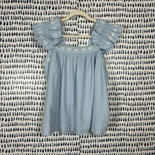 Crown & Ivy Short Flutter Sleeve Embroidered Linen Blend Top sz L lightweight