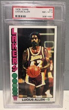 1976 Topps Basketball #34 Lucius Allen Los Angeles Lakers PSA 8 NM-MT
