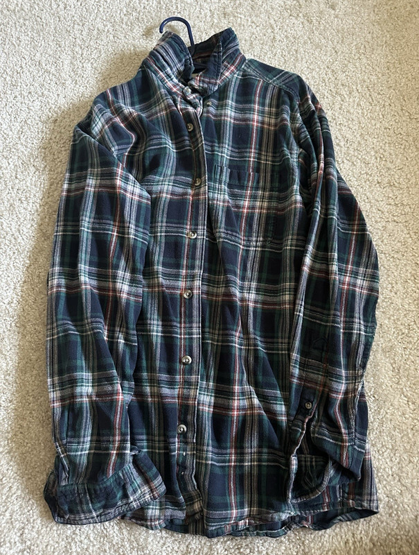 Hobbs Creek Men's M Green/Blue Plaid Flannel Button-Down Long Sleeve Shirt