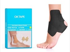 OK TAPE Precut Kinesiology Ankle Tape, 10 Pcs, Pain Relief Black K7