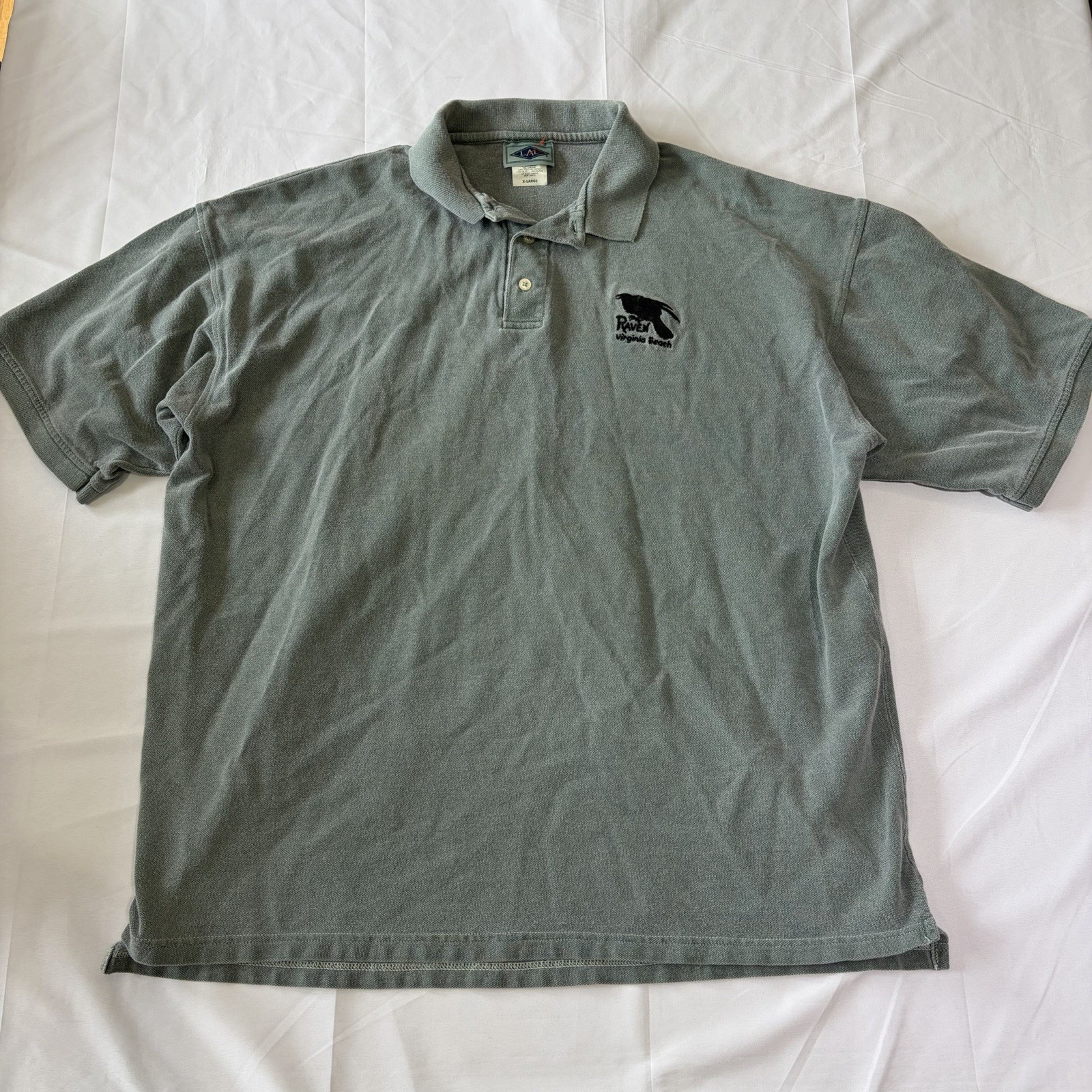 LAL Men’s Vintage Green Raven Virginia Beach Short Sleeve Polo Shirt XL
