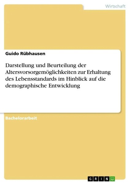 Guido RüBhausen | Darstellung Und Beurteilung Der AltersvorsorgemöGlichkeiten...-image