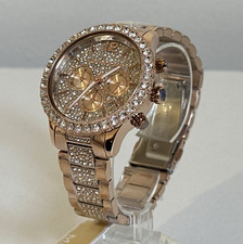 michael kors mk7285 layton rose gold crystal pave 42mm ladies chronograph watch