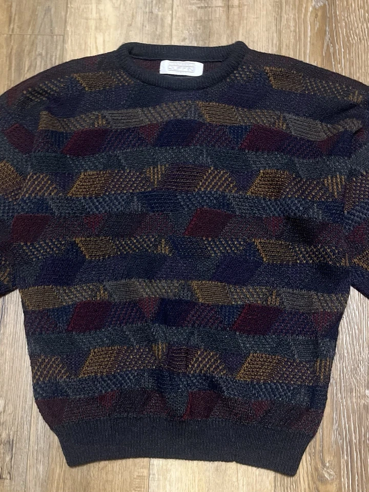 Suéter De Colección Gianfranco Ruffini Abuelo Tejido Cuello Redondo L Italia Estilo Cosby Años 90 Foto 3 de 4