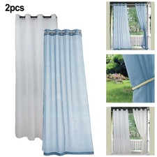 Image of 132cm Wide Outdoor Curtains with Loops for Gazebo and For Patio Privacy