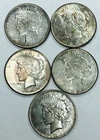 LOT OF 5 MIXED DATE PEACE DOLLARS! TOUGH DATES! FABULOUS FIND! SO COOL! NR#G2178