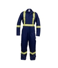 Just In Trend Hi-Vis Coverall, 100 Cotton, 7oz, Leg Zipper S Navy Blue 4XL