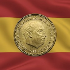 1953 Spain 1 Peseta - Franco Era - Combined Ship