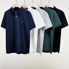 Men's Cotton Embroidered Polo Shirt Short Sleeve S-2XL Breathable Mesh