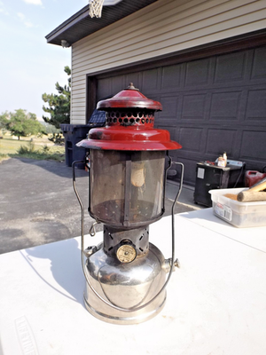 Vintage Two Mantle Coleman Lantern Model 220D Maroon Red Burgundy