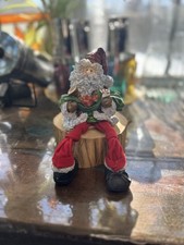 Collectible Resin Santa Claus Christmas Dangling Cloth Legs Weighted Feet Decor