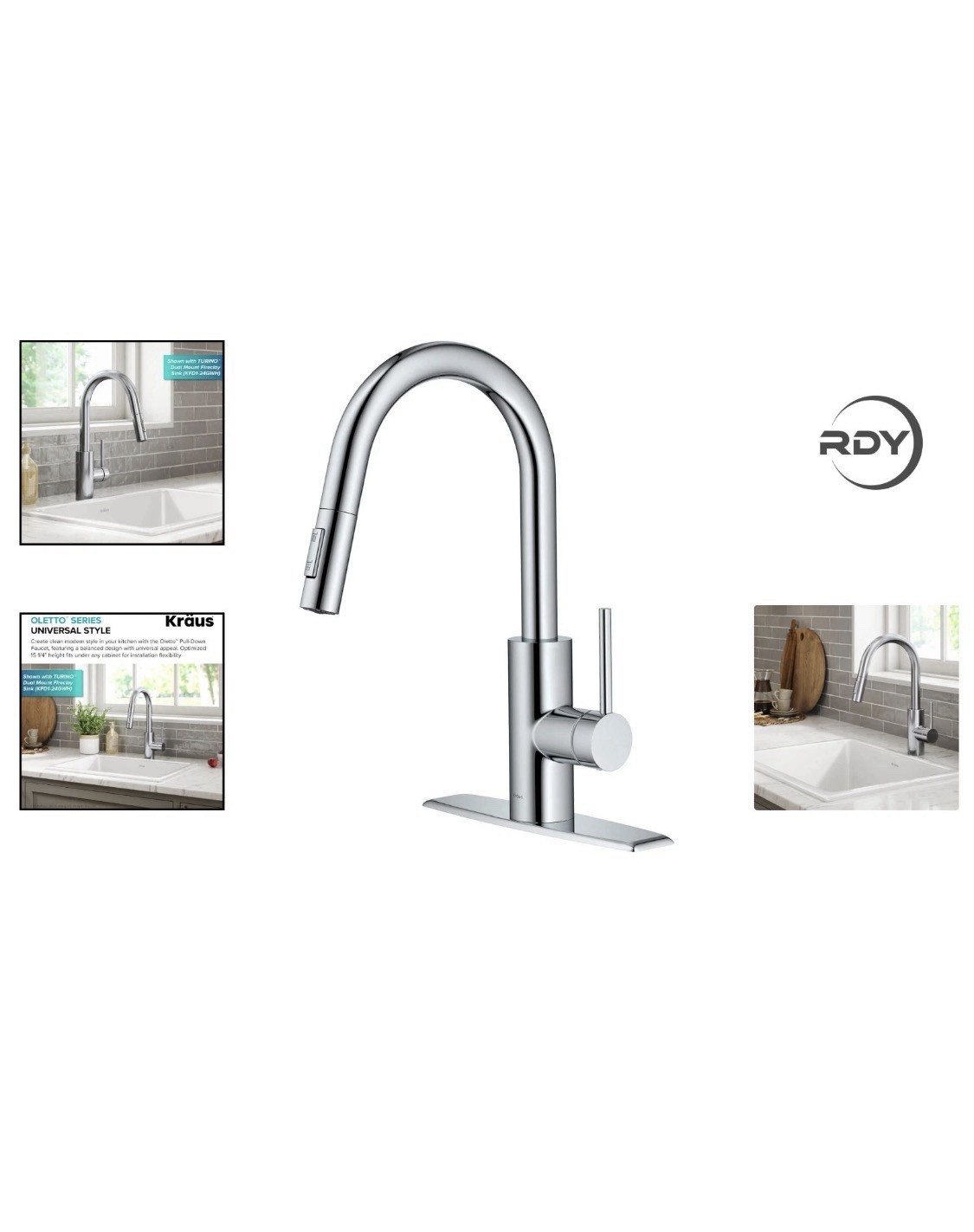Versatile Single Handle Pull Down Kitchen Faucet - Chrome Finish with Dual Spray