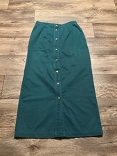 Vintage 90s Field Gear Cotton Maxi Skirt size 8 Green w/ Button Pockets