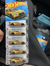 Hot Wheels Original Case M Gold Bentley Continental Gt3 Lot Of 5