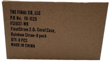 FinalStraw 2.0 Coral Case with Rainbow Folding Straw & Brush – 8 Pack