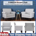 Living Room Modern Accent Arm Chair Linen Fabric Upholstered Single Sofa Lounge