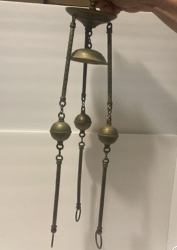 Antique Victorian Brass- Hanging Kerosene Oil Lamp -lamp Part With Bells