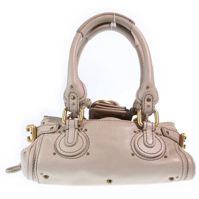 Chloe Paddington Mini Handbag Beige Leather Padlock Design Compact