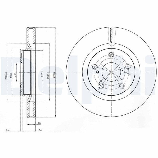 2X Delphi Bremsscheibe BG4114C FüR Toyota-image
