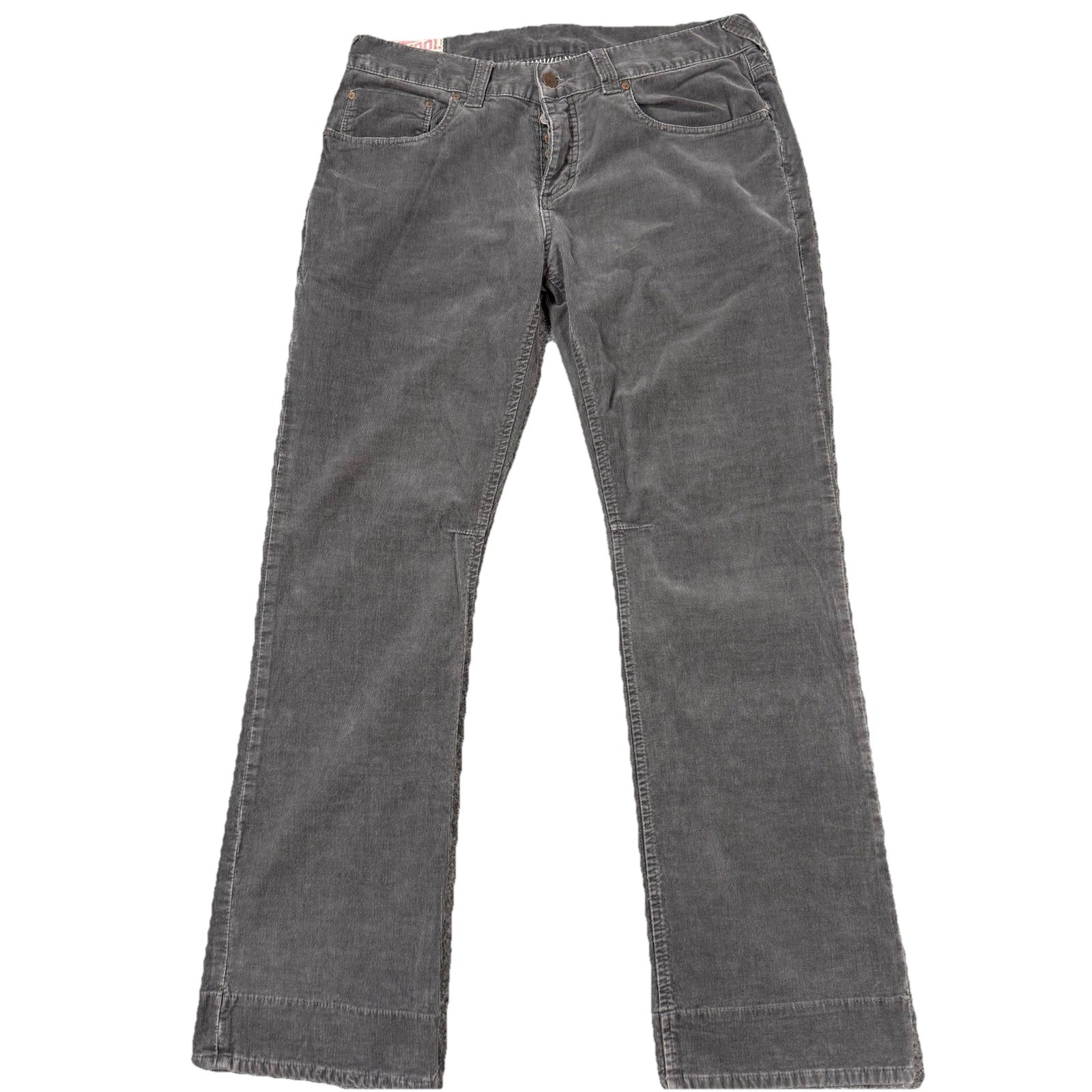 👖 Vintage Elwood Corduroy Pants Men's 36 Grey Stretch Button Fly Skate Y2K