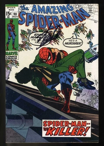 Amazing Spider-Man #90 FN/VF 7.0 Signed Stan Lee with COA! Marvel 1970