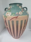 Vintage Roseville Cherry Blossom Tall Double Handled Vase – Pink & Blue - 15"