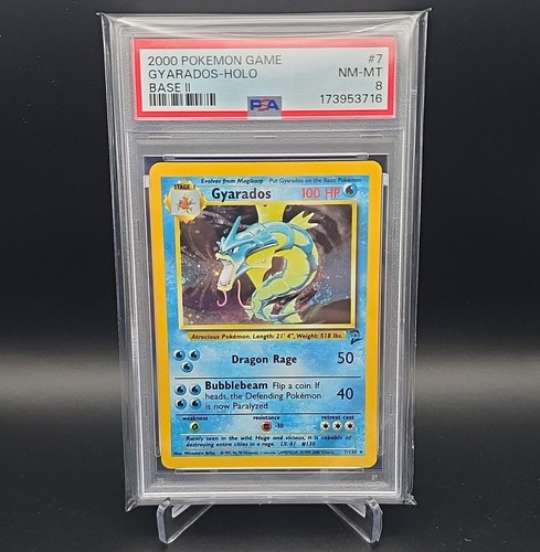 Pokemon 2000 Base Set 2 Gyarados Holo 7/130 English PSA 8 SWIRL! Fresh Grade