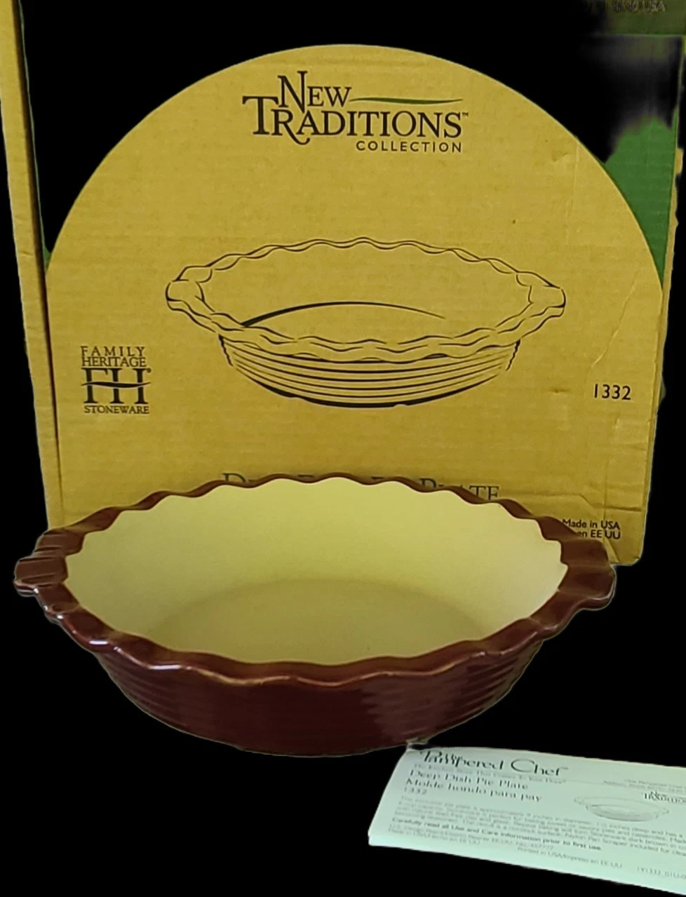 Pampered Chef Deep Dish Pie Plate Stoneware #1332 NIB