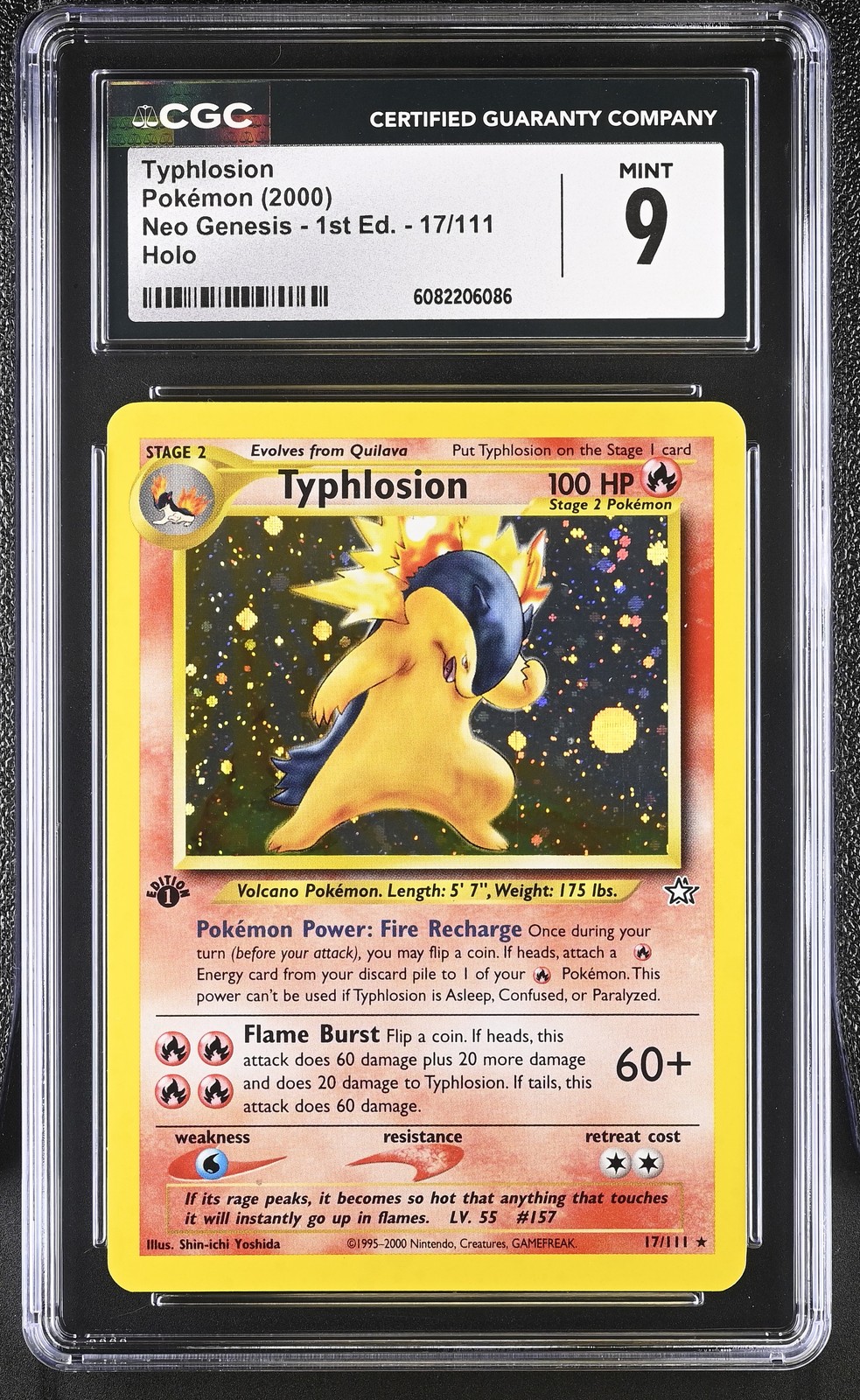 CGC 9 MINT Typhlosion Neo Genesis 1st Edition 17/111 Holo Pokemon Card