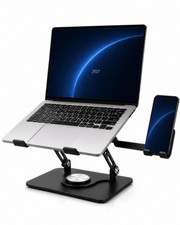 Best 2-in-1 Laptop Stand with Phone Holder, 360 Swivel Riser for Desk Fits 10-16