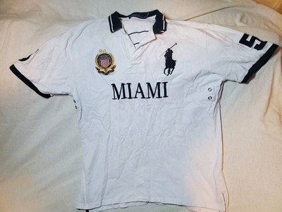 Polo Ralph Lauren Shirt Mens 5XL White Miami #5 Rugby Vented Big