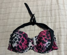F F Black  Animal Print Bikini Top - Size 36D