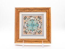 Vintage Navajo Framed Sandpainting Art of Whirling Yeis by Annette John