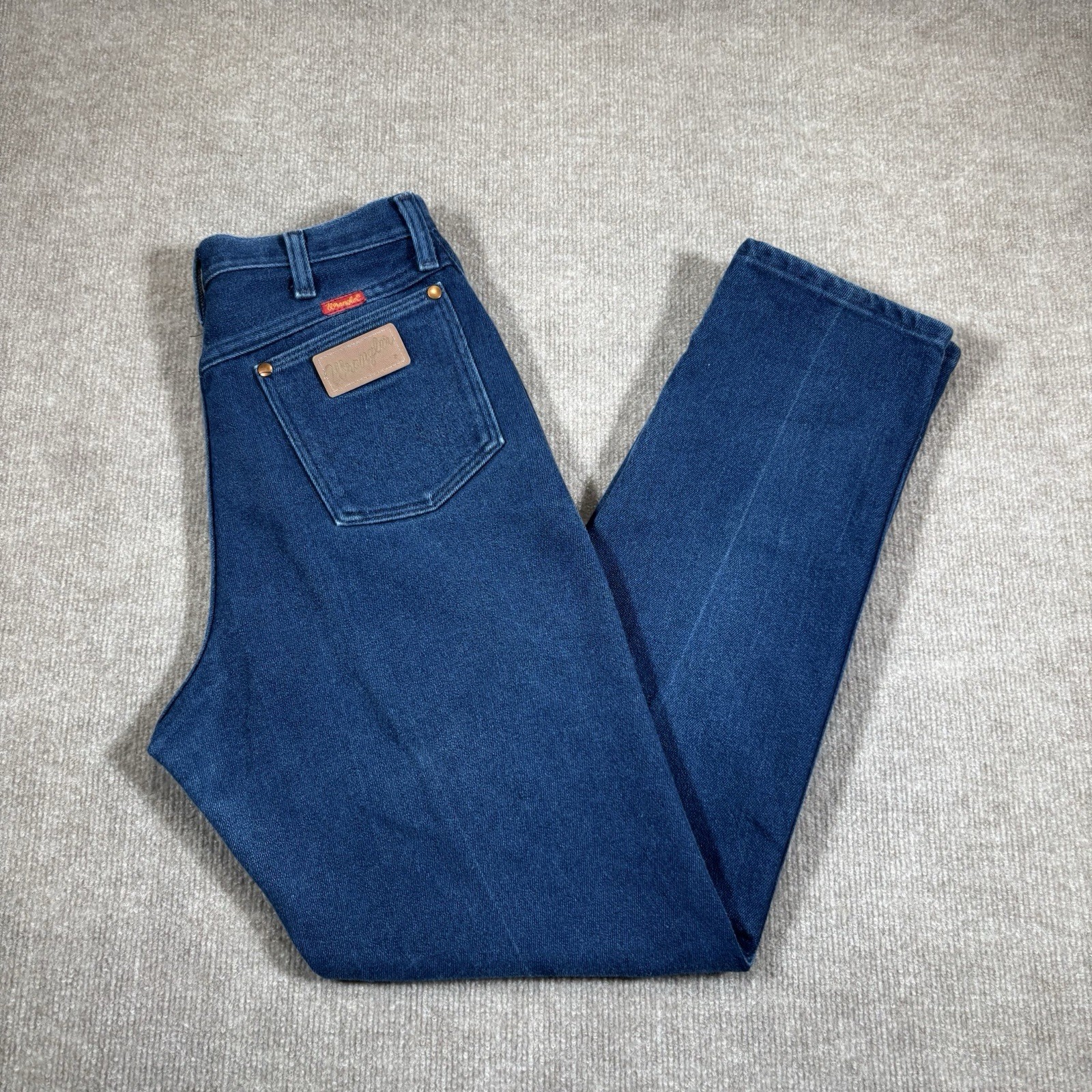 Vintage Wrangler Jeans Womens 28x31 High Waisted Straight Blue Denim Made In USA