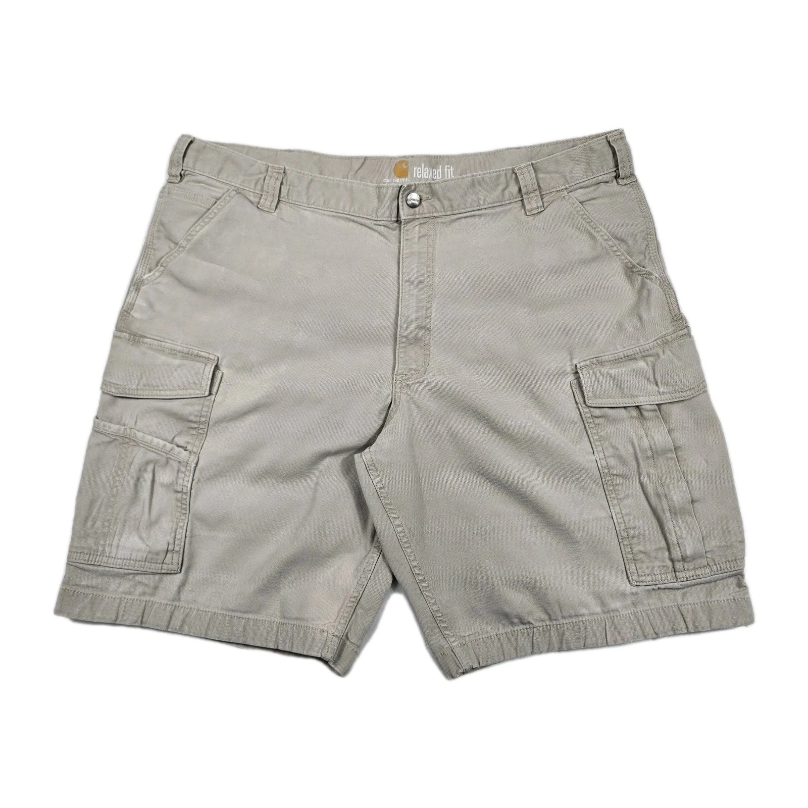 Carhartt Men's Cargo Work Shorts 42 Beige Khaki Relaxed Fit Rugged Canvas