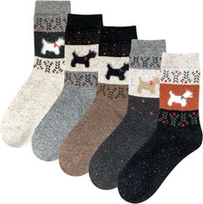Womens Trendy Cute Wool Socks  Winter Thick Warm Holiday Gifts  Cartoon Design