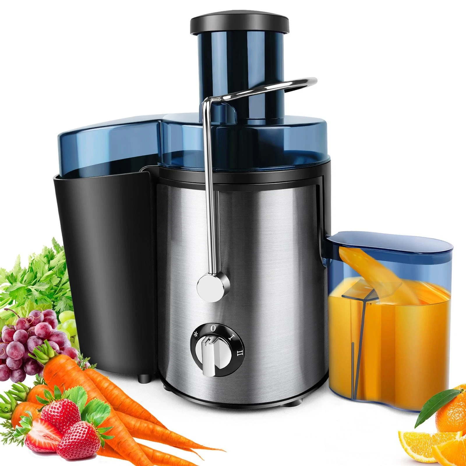Juicer Machine, Feed Chute for Fruits, Vegetables & Citrus, 2-speed Centrifugal