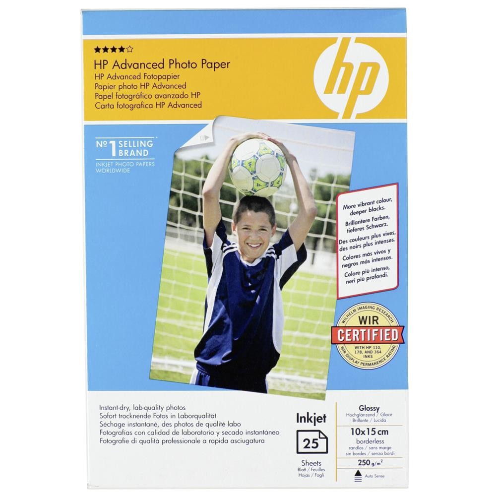 HP Advanced Fotopapier hochglaenzend 25Blatt 10x15 cm r Q8691A 2790₽