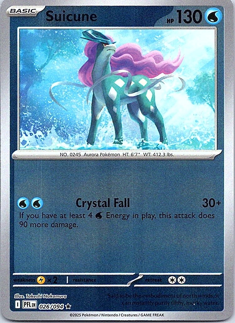 Suicune Rare Water Reverse Holo ME02: Phantasmal Flames 026/094 NM