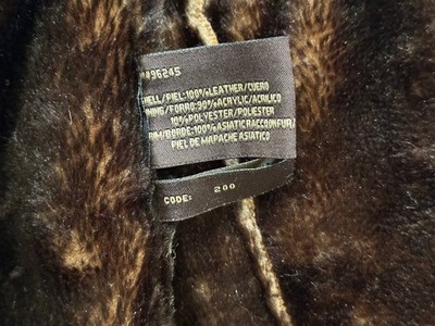 EMC Brown Suede Hooded Jacket Coat with Asiatic Raccoon Fur Trim
