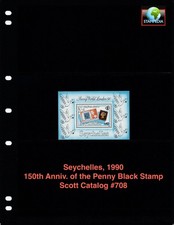 $13.50 Scott Value - 1990 SEYCHELLES The Penny Black s/s 150 Years CV MNH NH UMM