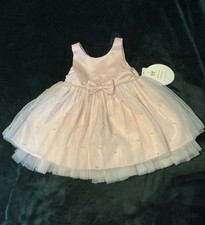 American Princess Pink Tulle Tutu Dress, Bow  Pearl Accents, Girls 24M